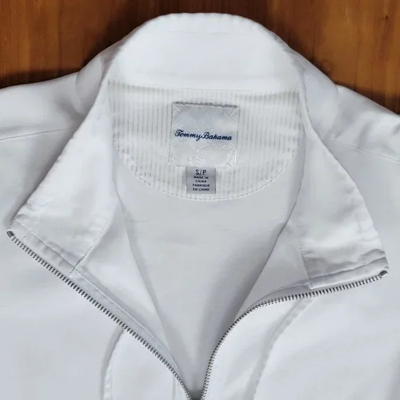 Tommy Bahama White Full Zip 100% Pima Cotton Jacket with Drawstrings - S - Picture 6 of 12